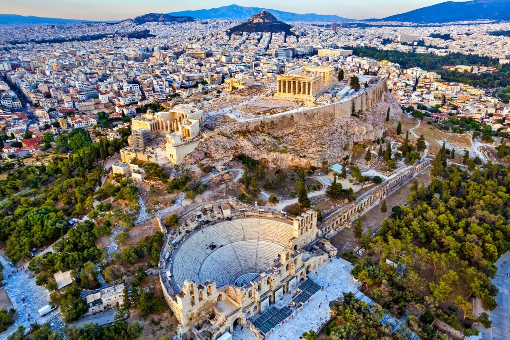 View of the Acropolis and Athens.