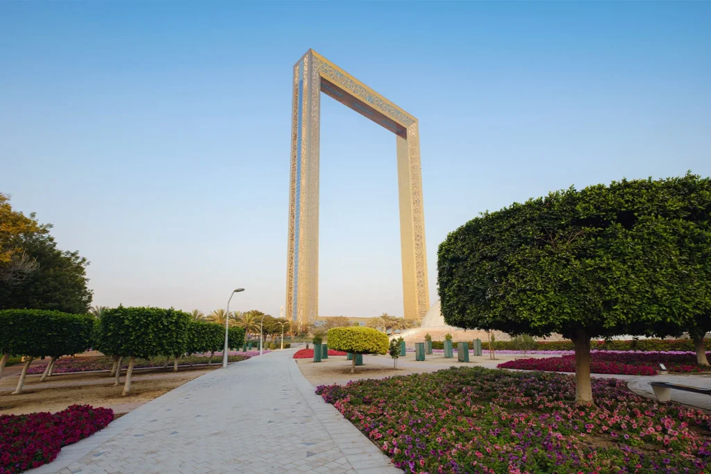 Dubai Frame is a museum housed in a building resembling a photo frame.