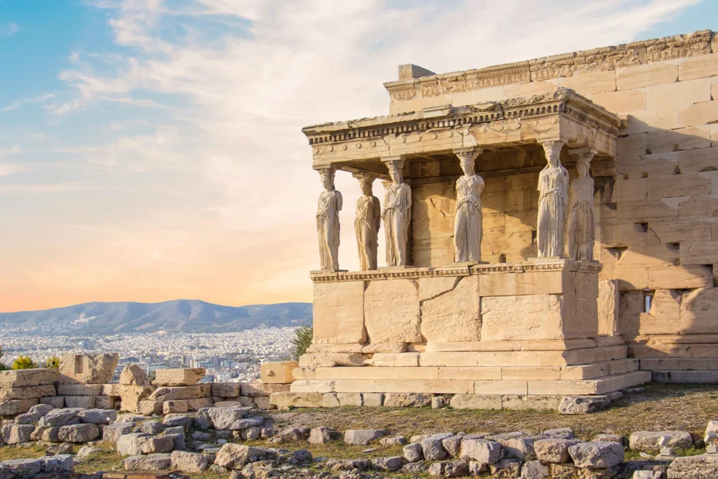 The Erechtheion is famous for its statues of women replacing columns.