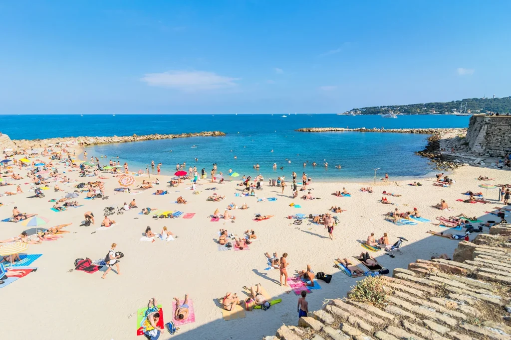 In Antibes, not far from Nice, there is a wide sandy beach.