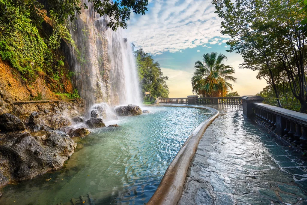 Picturesque waterfall on Castle Hill, Nice.