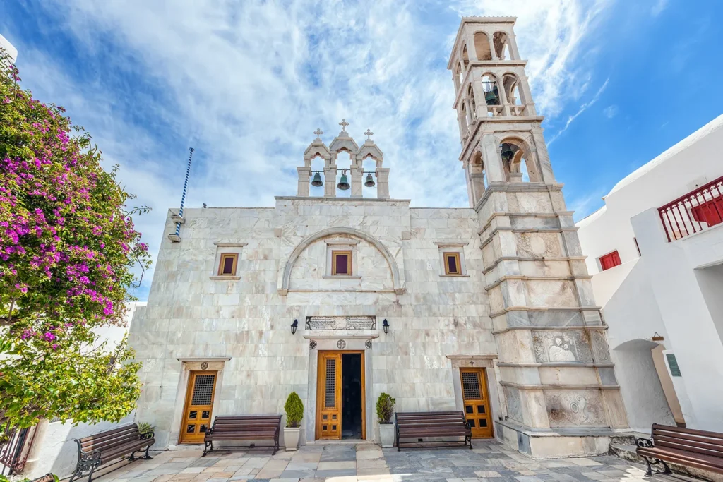 The undisputed heart of the town of Ano Mera is the Panagia Tourliani Monastery.