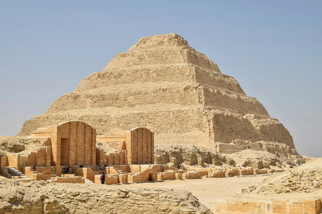 The first pyramid built in Egypt was the Step Pyramid of Djoser, located in Saqqara.