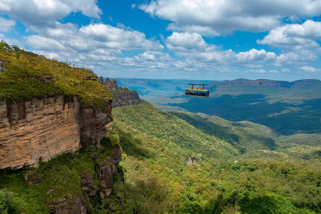 Cable cars are often used by tourists with only a day to explore the landscape of the Blue Mountains.