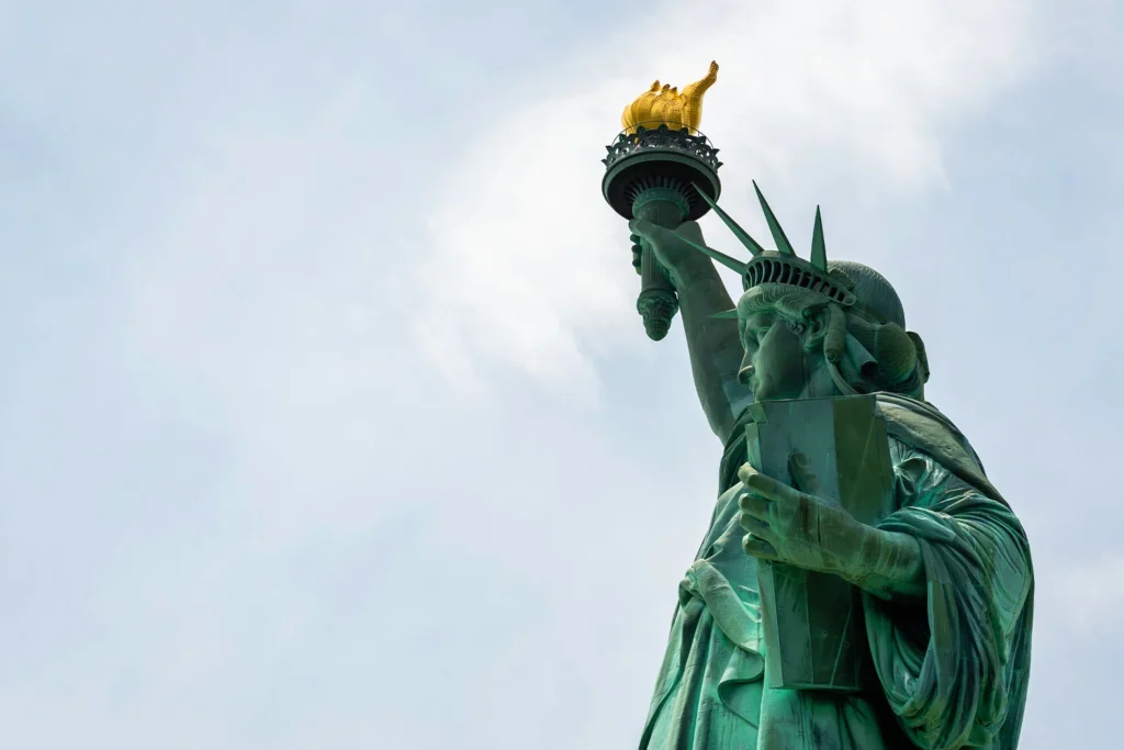 The Statue of Liberty commemorates the American-French alliance during the U.S. War of Independence and is now a national monument.