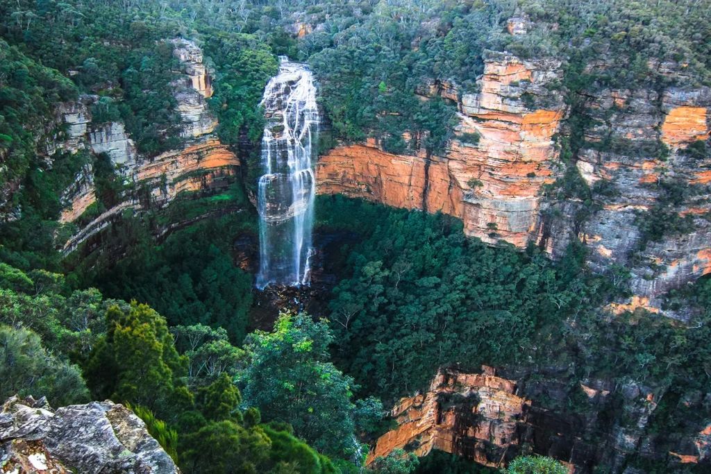 The Blue Mountains National Park is a UNESCO World Heritage Site. Pictured: Wentworth Falls.