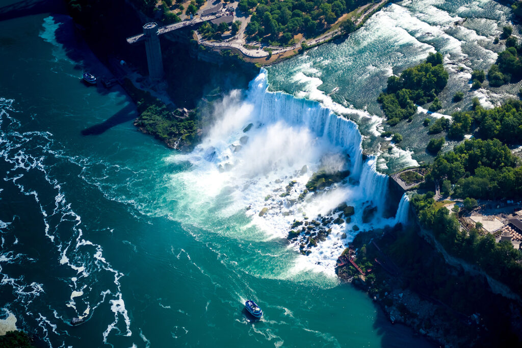 Maid of the Mist is a boat that takes tourists on a cruise to the base of the waterfall.