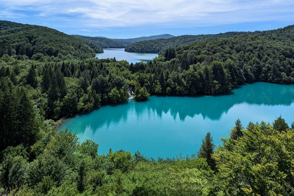 Panorama of Plitvice Lakes National Park.