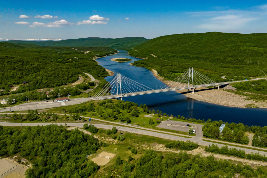 While chasing the Northern Lights, it’s also worth appreciating Lapland’s remarkable nature and scenery. Pictured: the town of Utsjoki.